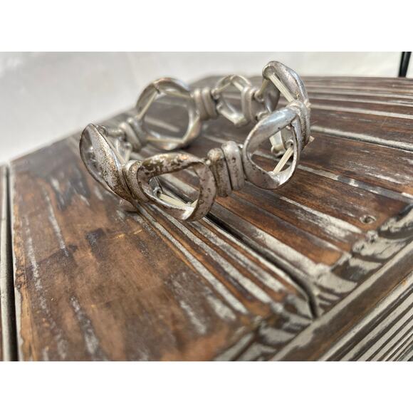 Women's Silver Chain Stretch Bracelet Chunky - Picture 6 of 6